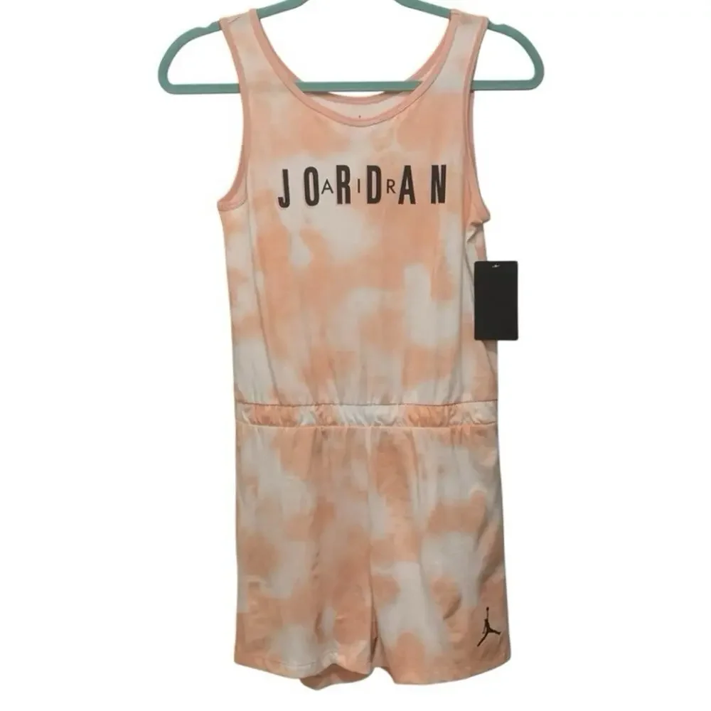 Nike Jordan Romper Girl's Tank Top Orange Tie-Dye Cloud Size Large 12-13Yrs